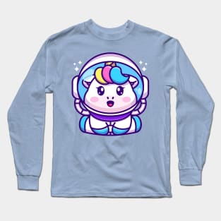 Cute baby unicorn wearing an astronaut suit, cartoon character Long Sleeve T-Shirt